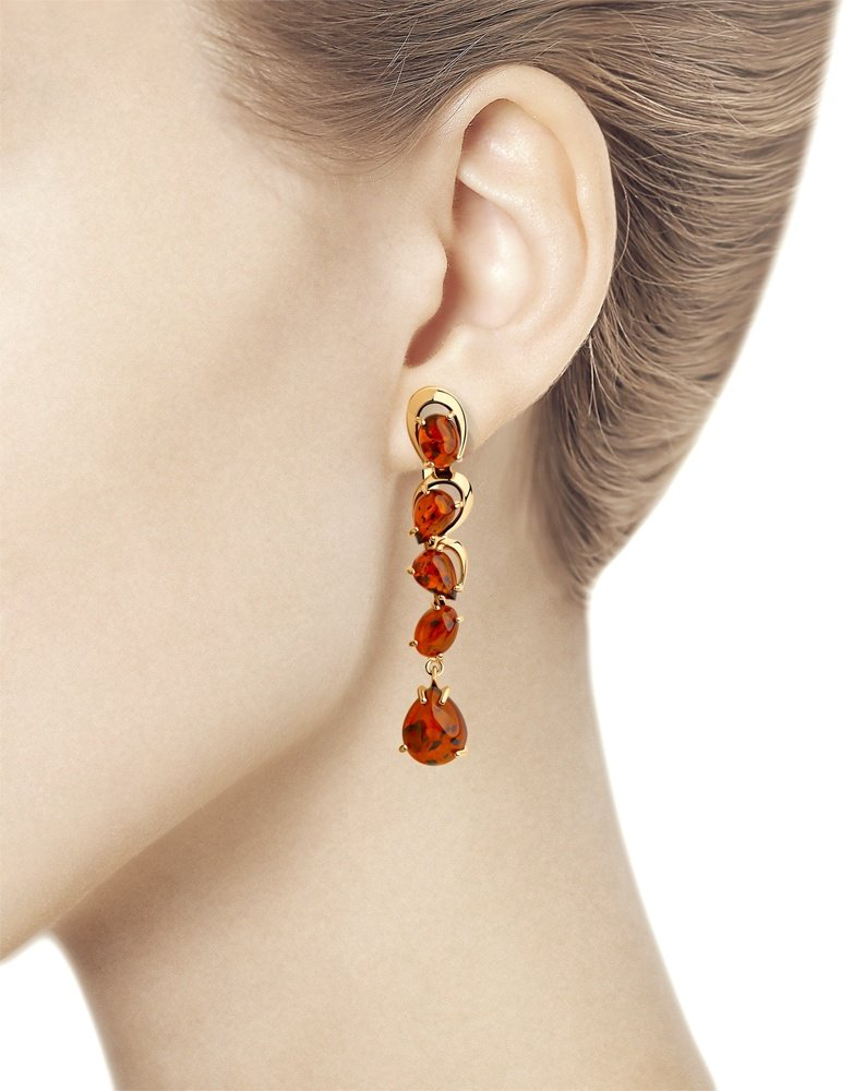 Серьги Diamant 93-321-00447-1 вес 5.4 г серебро, янтарь купить,NaN