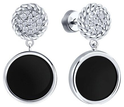 Серьги Diamant D94-322-02282-1_s вес 5 г серебро, фианит, агат купить,NaN