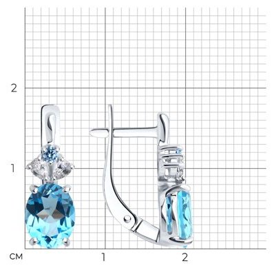 Серьги Diamant 94-320-02683-1 вес 2.67 г серебро, фианит, топаз купить,NaN