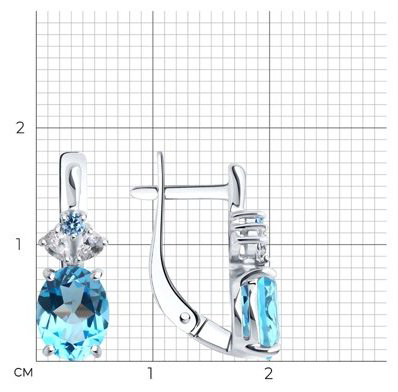 Серьги Diamant 94-320-02683-1 вес 2.67 г серебро, фианит, топаз купить,NaN