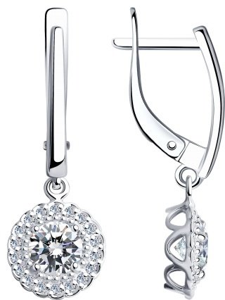 Серьги Diamant 94-121-00600-1 вес 2.56 г серебро, фианит купить,NaN