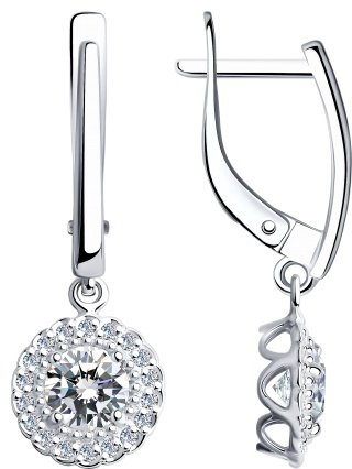 Серьги Diamant 94-121-00600-1 вес 2.56 г серебро, фианит купить,NaN