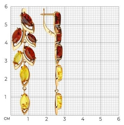 Серьги Diamant 93-321-00451-1 вес 7.49 г серебро, янтарь купить,NaN