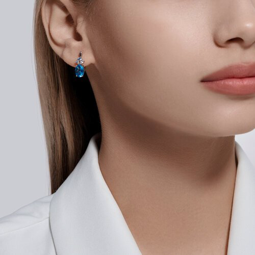Серьги Diamant 94-320-02683-1 вес 2.67 г серебро, фианит, топаз купить,NaN