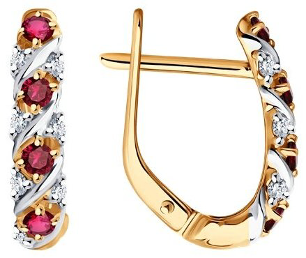 Серьги Diamant 51-220-02372-2 вес 2.6 г золото, бриллиант, рубин купить,NaN