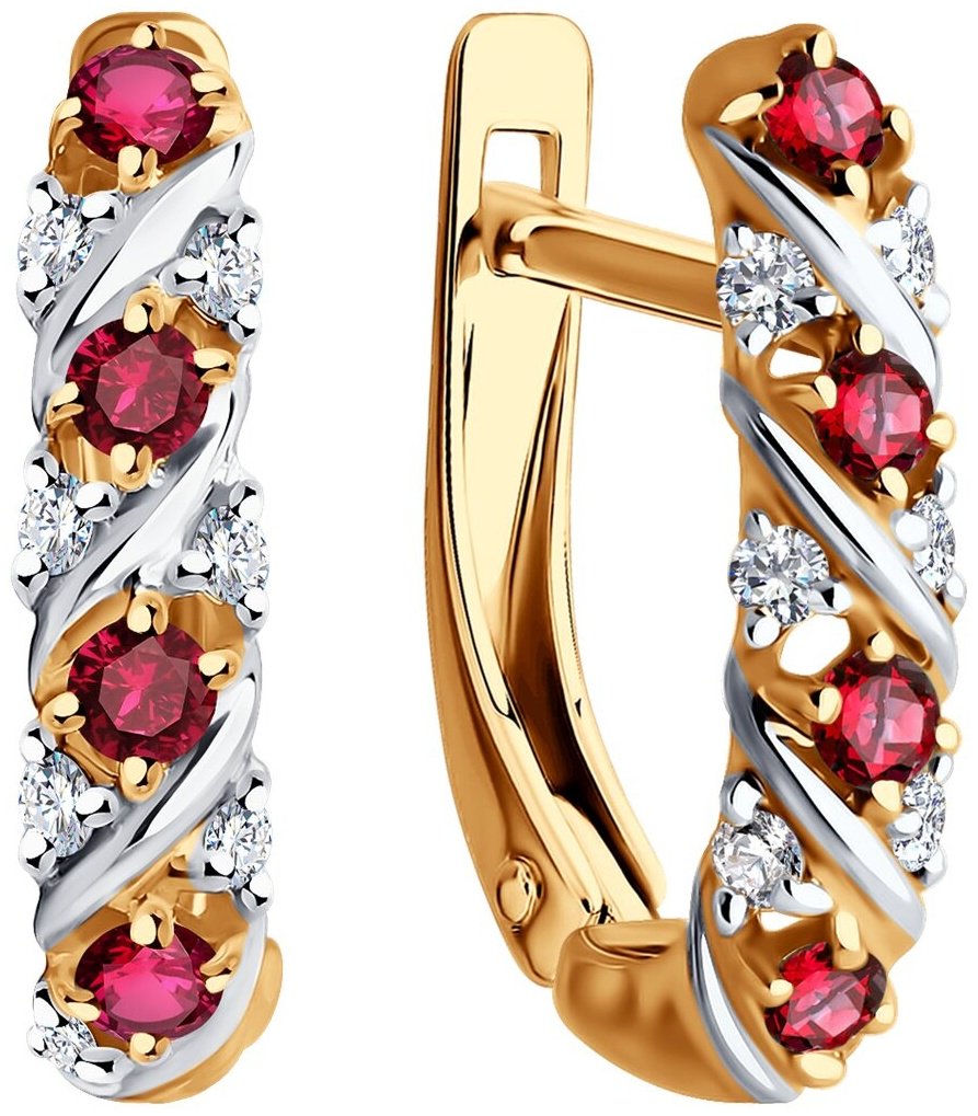 Серьги Diamant 51-220-02372-2 вес 2.6 г золото, бриллиант, рубин купить,NaN
