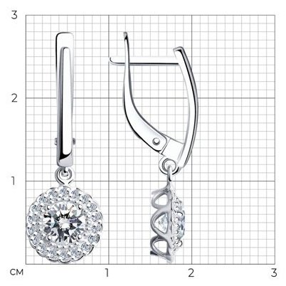 Серьги Diamant 94-121-00600-1 вес 2.58 г серебро, фианит купить,NaN