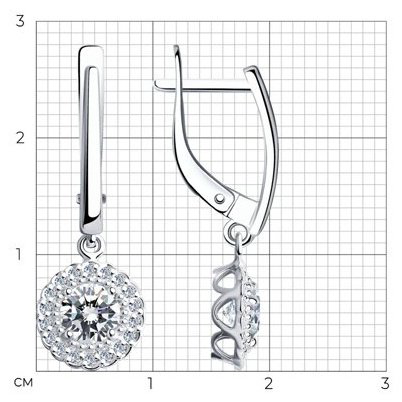 Серьги Diamant 94-121-00600-1 вес 2.58 г серебро, фианит купить,NaN