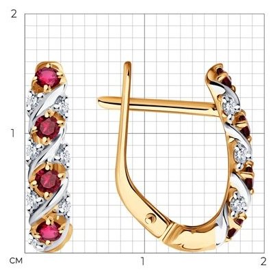 Серьги Diamant 51-220-02372-2 вес 2.6 г золото, бриллиант, рубин купить,NaN