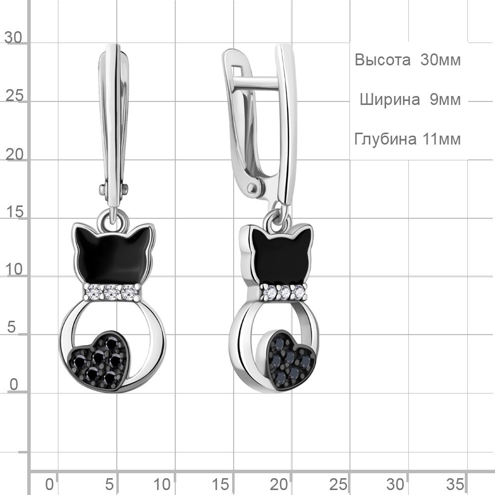 Серьги AQUAMARINE 400793АЧ вес 2.6 г серебро, нанокристалл, эмаль купить,NaN