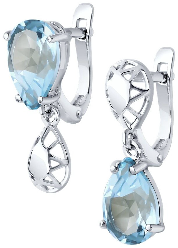 Серьги Diamant 94-320-02688-1 вес 2.9 г серебро, топаз купить,NaN