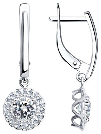 Серьги Diamant 94-121-00600-1 вес 2.65 г серебро, фианит купить,NaN