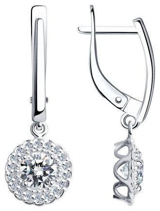 Серьги Diamant 94-121-00600-1 вес 2.65 г серебро, фианит купить,NaN