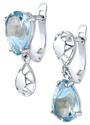 Серьги Diamant 94-320-02688-1 вес 2.9 г серебро, топаз купить,NaN