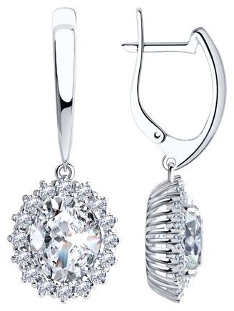 Серьги Diamant 94-121-00646-1 вес 9.1 г серебро, фианит купить,NaN