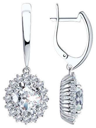 Серьги Diamant 94-121-00646-1 вес 9.1 г серебро, фианит купить,NaN