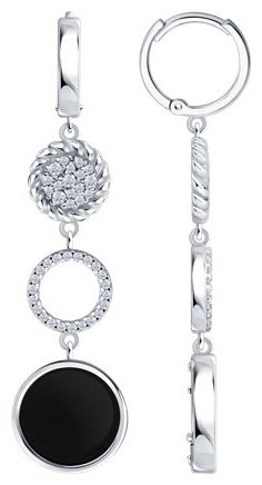 Серьги Diamant S94-321-02279-1D вес 6.96 г серебро, фианит, агат купить,NaN