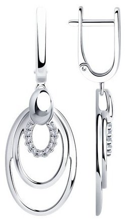 Серьги Diamant 94-121-00701-1 вес 3.71 г серебро, фианит купить,NaN