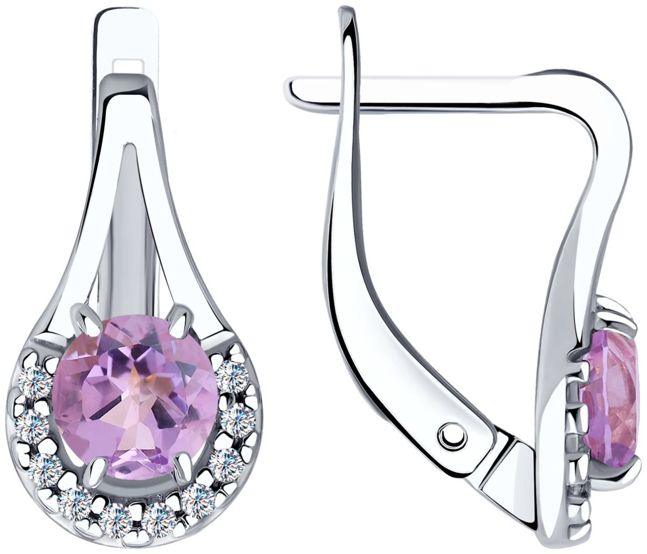 Серьги Diamant 94-320-00504-1 вес 2.19 г серебро, фианит купить,NaN