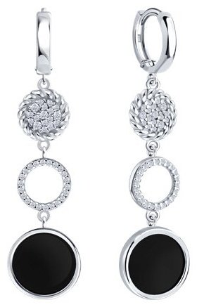Серьги Diamant S94-321-02279-1D вес 6.96 г серебро, фианит, агат купить,NaN