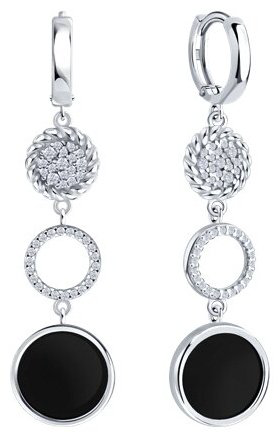 Серьги Diamant S94-321-02279-1D вес 6.96 г серебро, фианит, агат купить,NaN