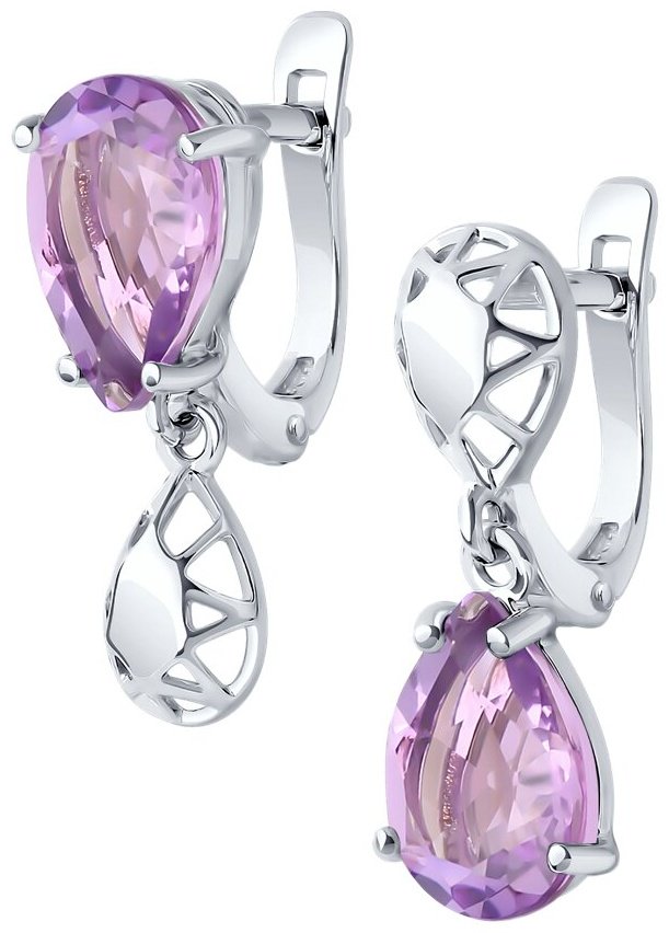 Серьги Diamant 94-320-02688-2 вес 2.9 г серебро, аметист купить,NaN