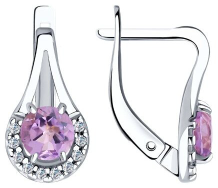 Серьги Diamant 94-320-00504-1 вес 2.2 г серебро, фианит купить,NaN