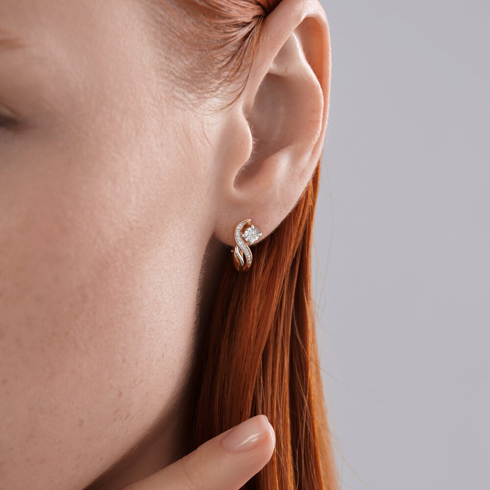 Серьги Diamant 51-220-02920-1 вес 2.08 г золото, бриллиант купить,NaN