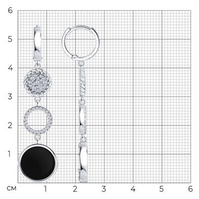 Серьги Diamant S94-321-02279-1D вес 6.96 г серебро, фианит, агат купить,NaN