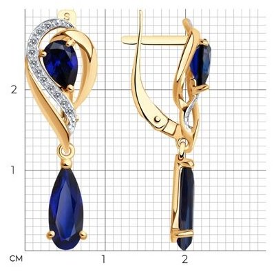 Серьги LUXOR JEWELRY 724817 вес 2.93 г золото, фианит, корунд купить,NaN