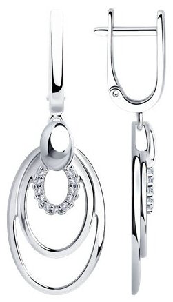 Серьги Diamant 94-121-00701-1 вес 3.74 г серебро, фианит купить,NaN