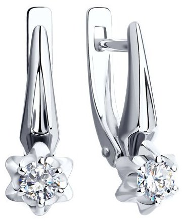 Серьги Diamant 52-120-00734-1 вес 2.9 г золото, фианит купить,NaN