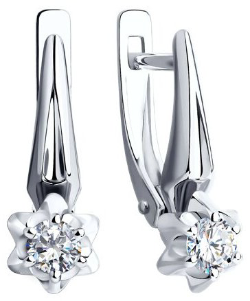 Серьги Diamant 52-120-00734-1 вес 2.9 г золото, фианит купить,NaN
