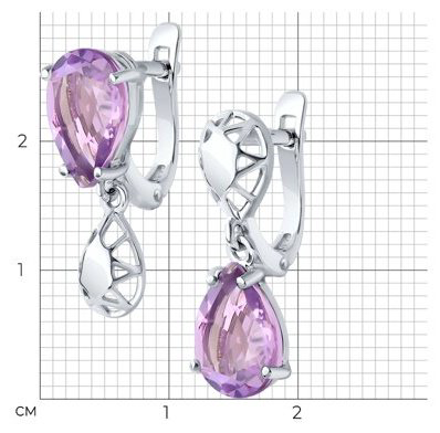 Серьги Diamant 94-320-02688-2 вес 2.9 г серебро, аметист купить,NaN