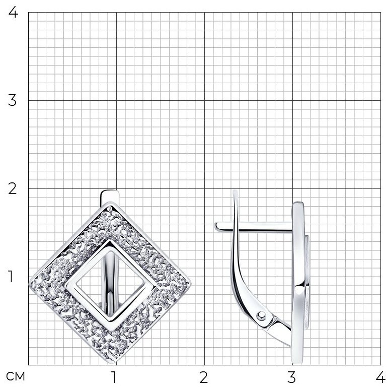 Серьги Diamant 94-120-01508-1 вес 1.55 г серебро, без вставок купить,NaN