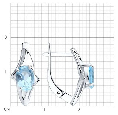 Серьги Diamant 94-320-00587-1 вес 2.42 г серебро, топаз купить,NaN