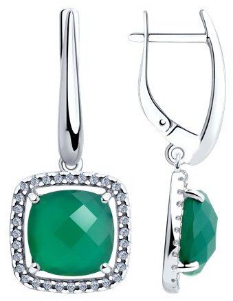 Серьги Diamant 94-321-00433-1 вес 5.85 г серебро, агат, фианит купить,NaN
