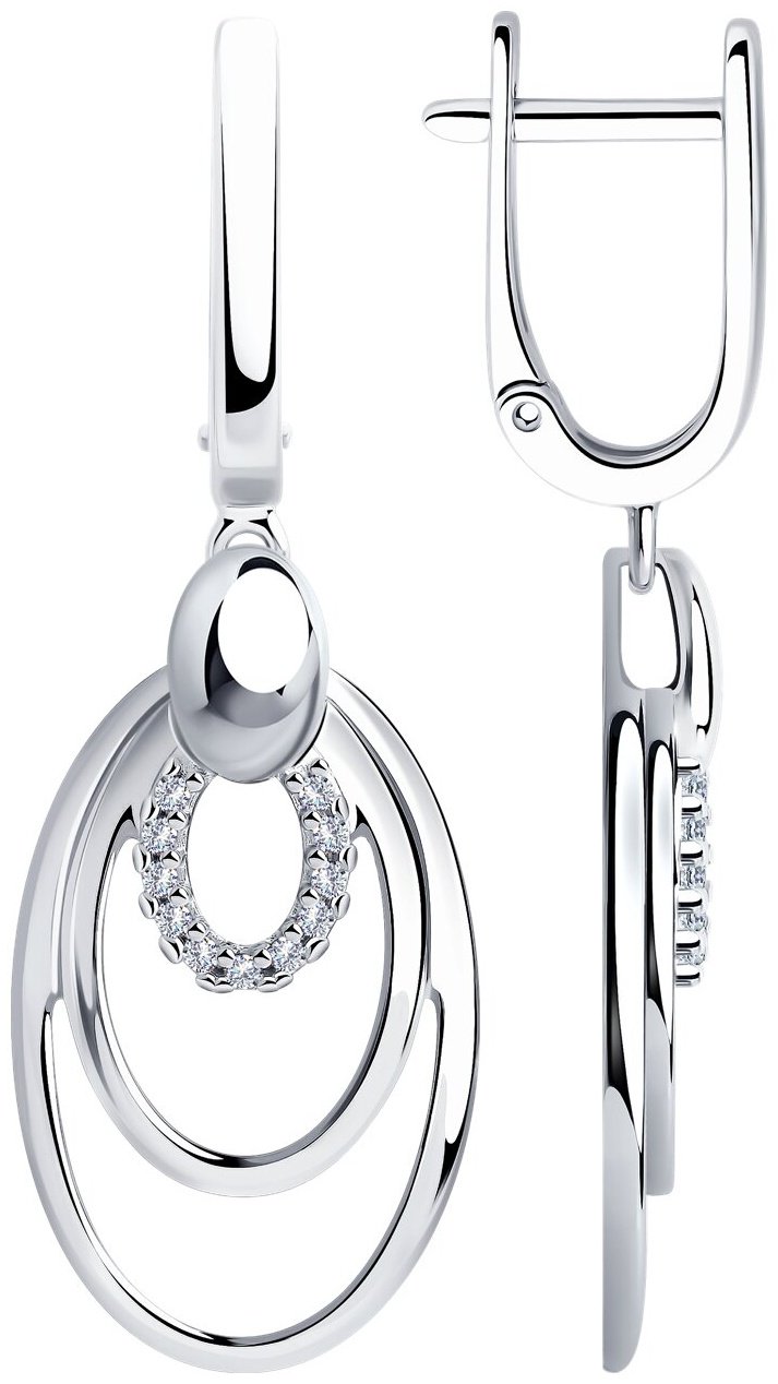 Серьги Diamant 94-121-00701-1 вес 3.77 г серебро, фианит купить,NaN