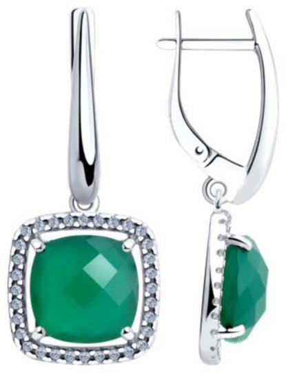 Серьги Diamant 94-321-00433-1 вес 6 г серебро, фианит, агат купить,NaN