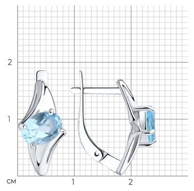 Серьги Diamant 94-320-00587-1 вес 2.5 г серебро, топаз купить,NaN