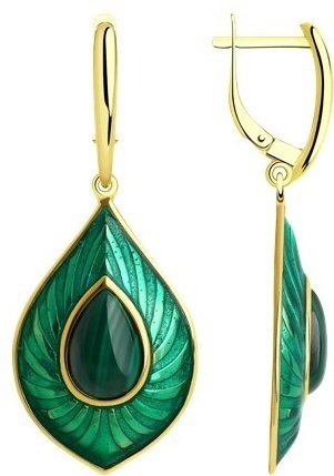 Серьги Diamant 93-321-01688-1 вес 9.4 г серебро, эмаль, малахит купить,NaN