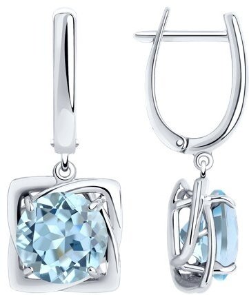 Серьги Diamant 94-321-00985-1 вес 6.5 г серебро, топаз купить,NaN