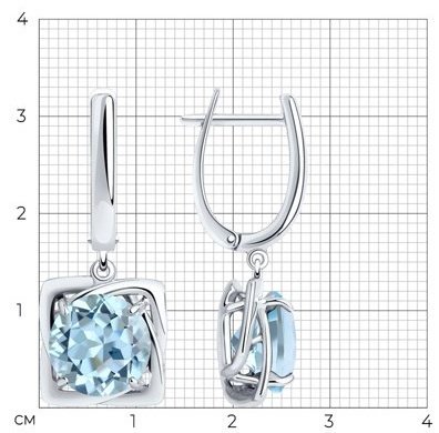 Серьги Diamant 94-321-00985-1 вес 6.5 г серебро, топаз купить,NaN