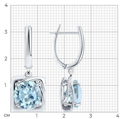 Серьги Diamant 94-321-00985-1 вес 6.5 г серебро, топаз купить,NaN