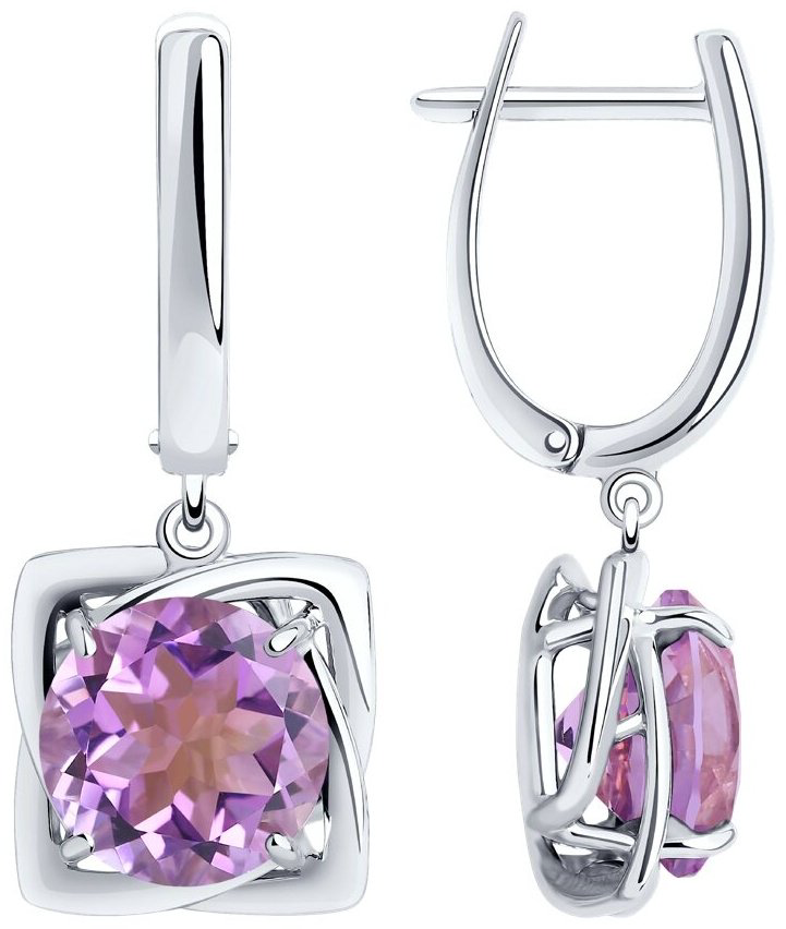 Серьги Diamant 94-321-00985-2 вес 6.36 г серебро, аметист купить,NaN