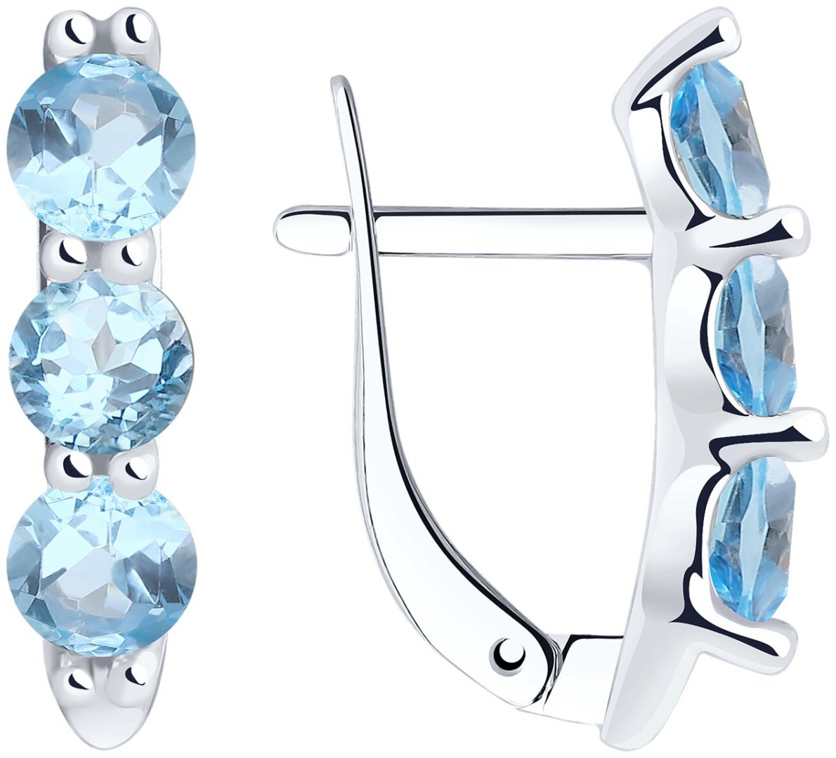 Серьги Diamant 94-320-00588-1 вес 1.91 г серебро, топаз купить,NaN