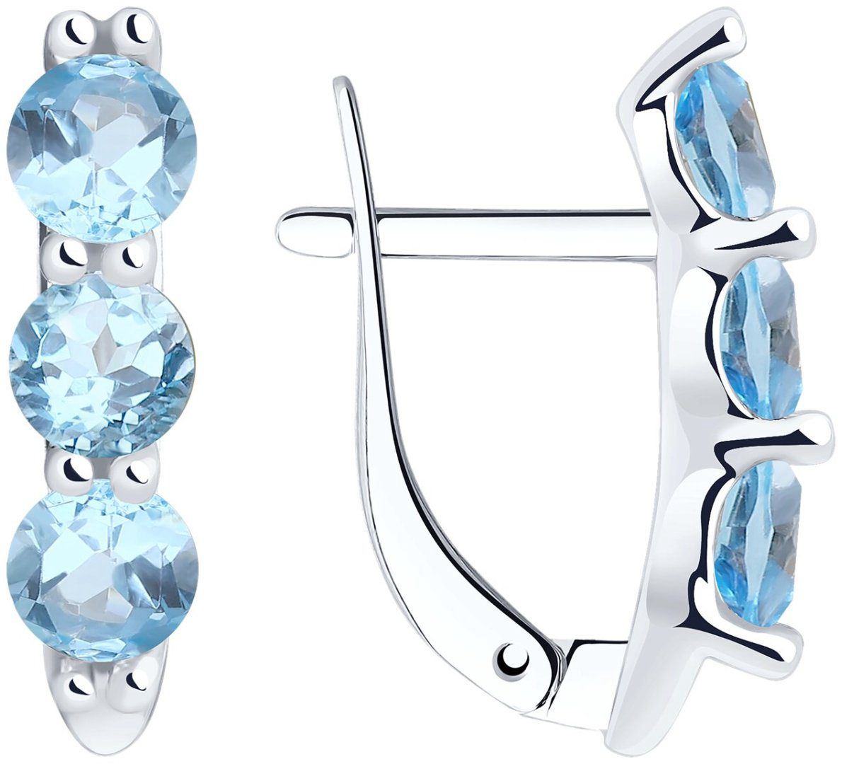 Серьги Diamant 94-320-00588-1 вес 1.91 г серебро, топаз купить,NaN