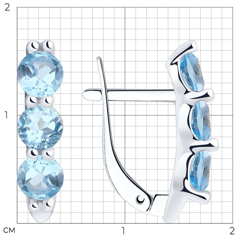 Серьги Diamant 94-320-00588-1 вес 1.91 г серебро, топаз купить,NaN