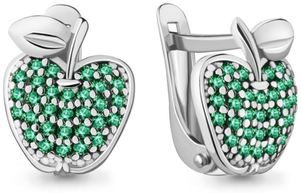 Серьги AQUAMARINE 42570Г вес 1.91 г серебро, наноизумруд купить,NaN
