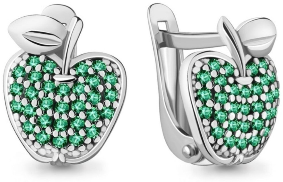 Серьги AQUAMARINE 42570Г вес 1.91 г серебро, наноизумруд купить,NaN